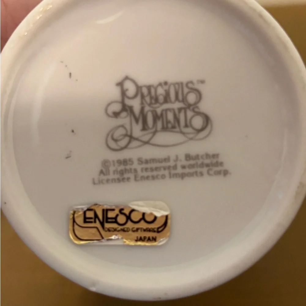 1985 Precious Moments White Porcelain Princess Mug with Gold Crown
